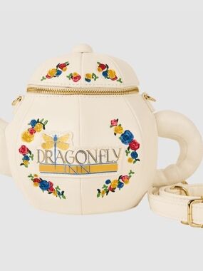 Gulmore Girls Dragonfly Inn Cream Embroidered Teapot Crossbody  Loungefly